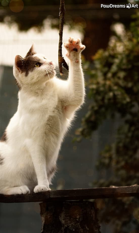 Katze läuft stolz im Schnee
